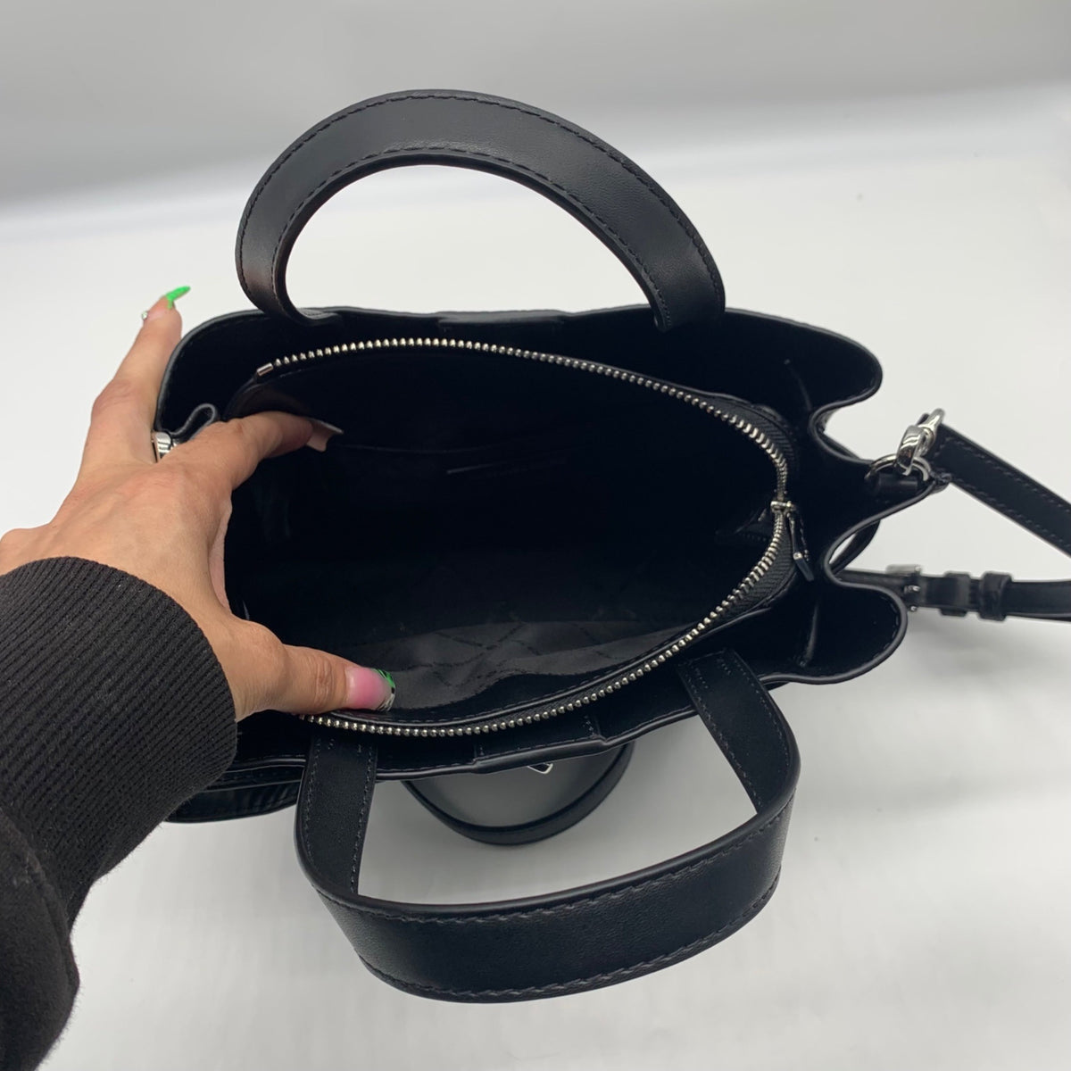 Michael Kors Black Emilia Small Pebbled Leather Satchel Bag