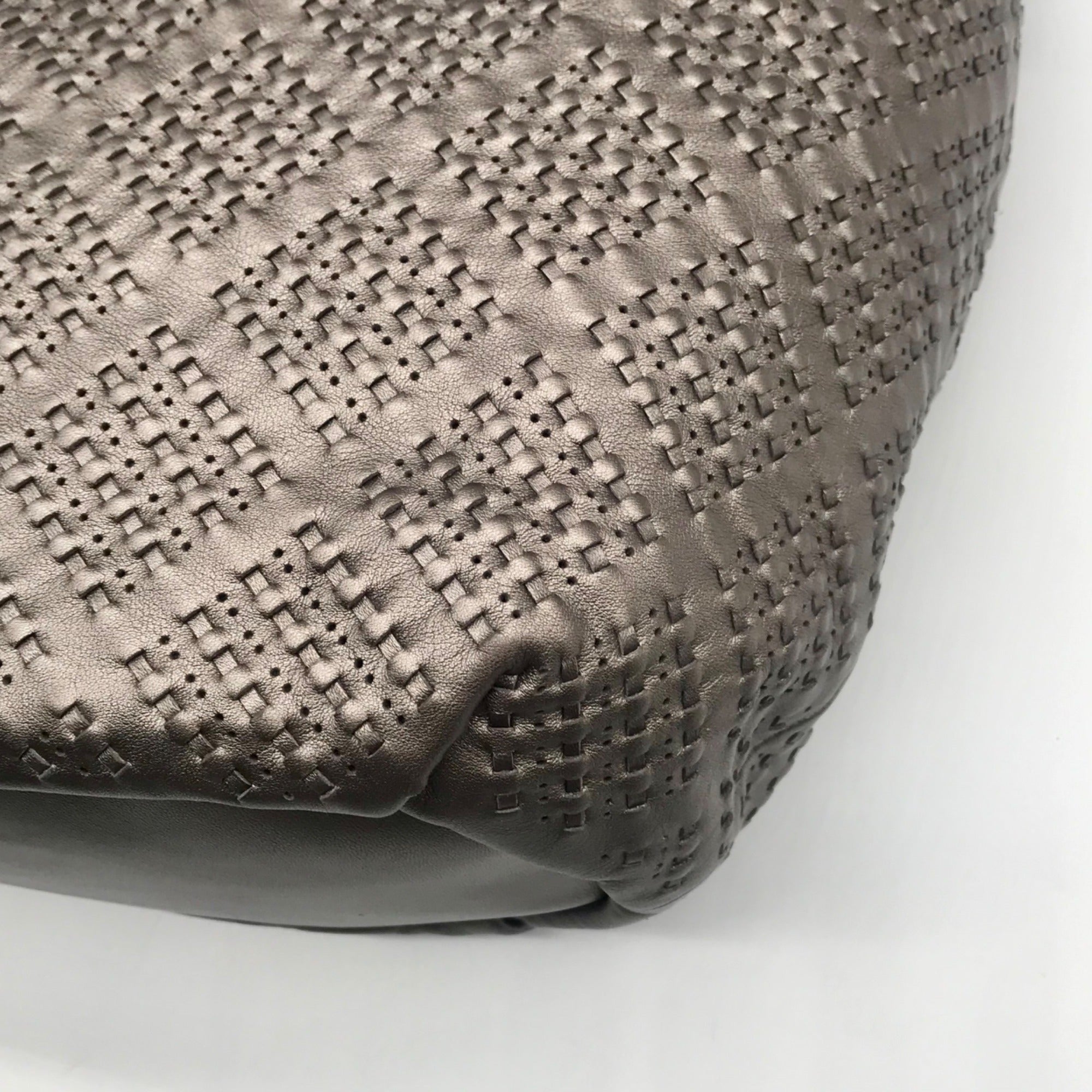 Coach Metallic Perforated Leather Drawstring Shoulder Bag