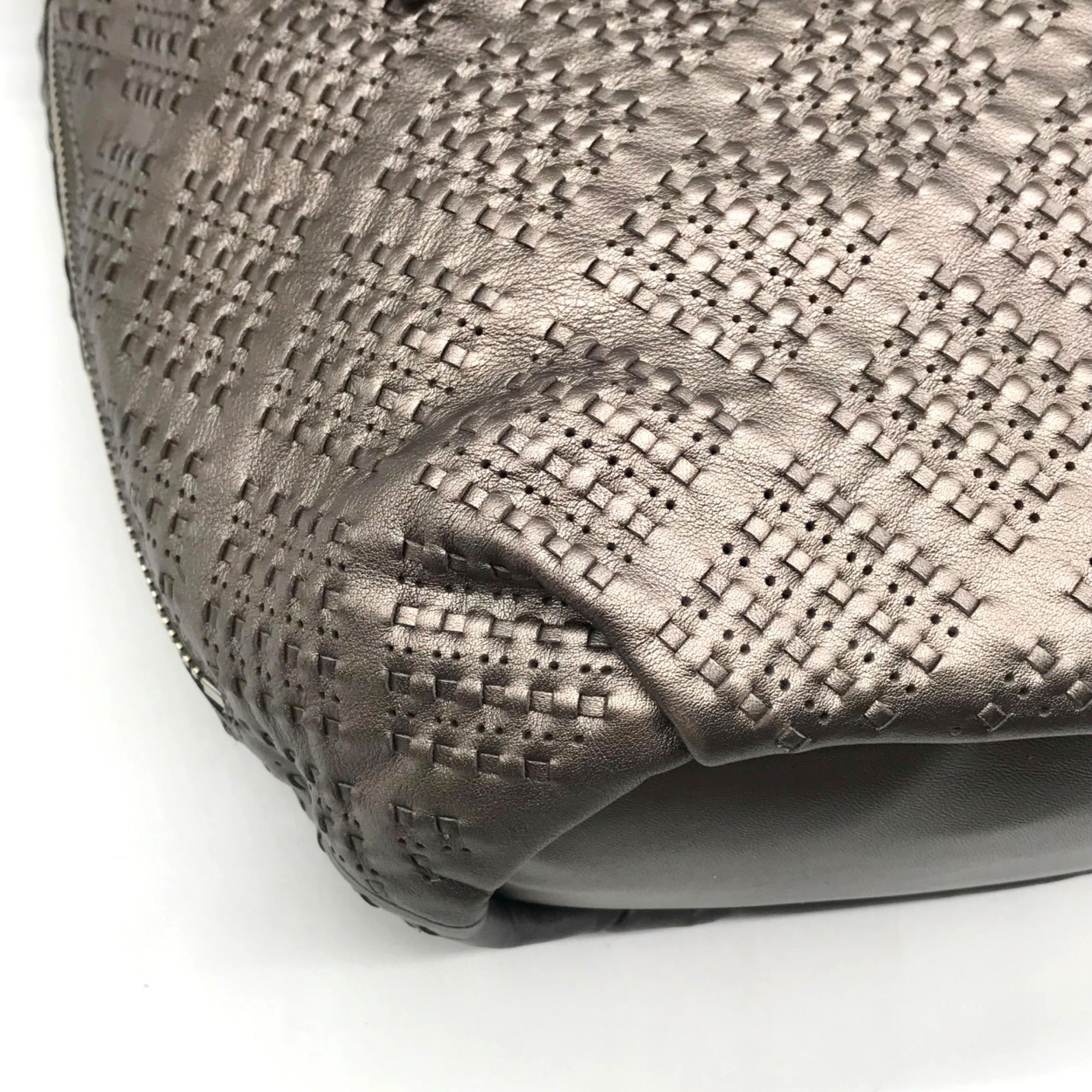 Coach Metallic Perforated Leather Drawstring Shoulder Bag