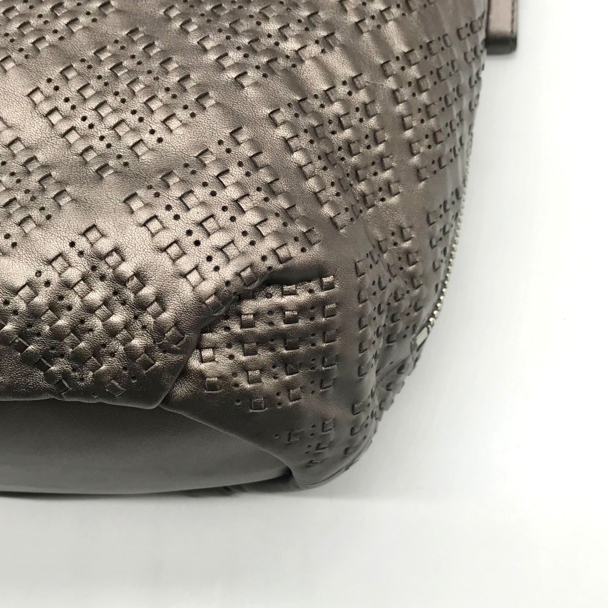 Coach Metallic Perforated Leather Drawstring Shoulder Bag
