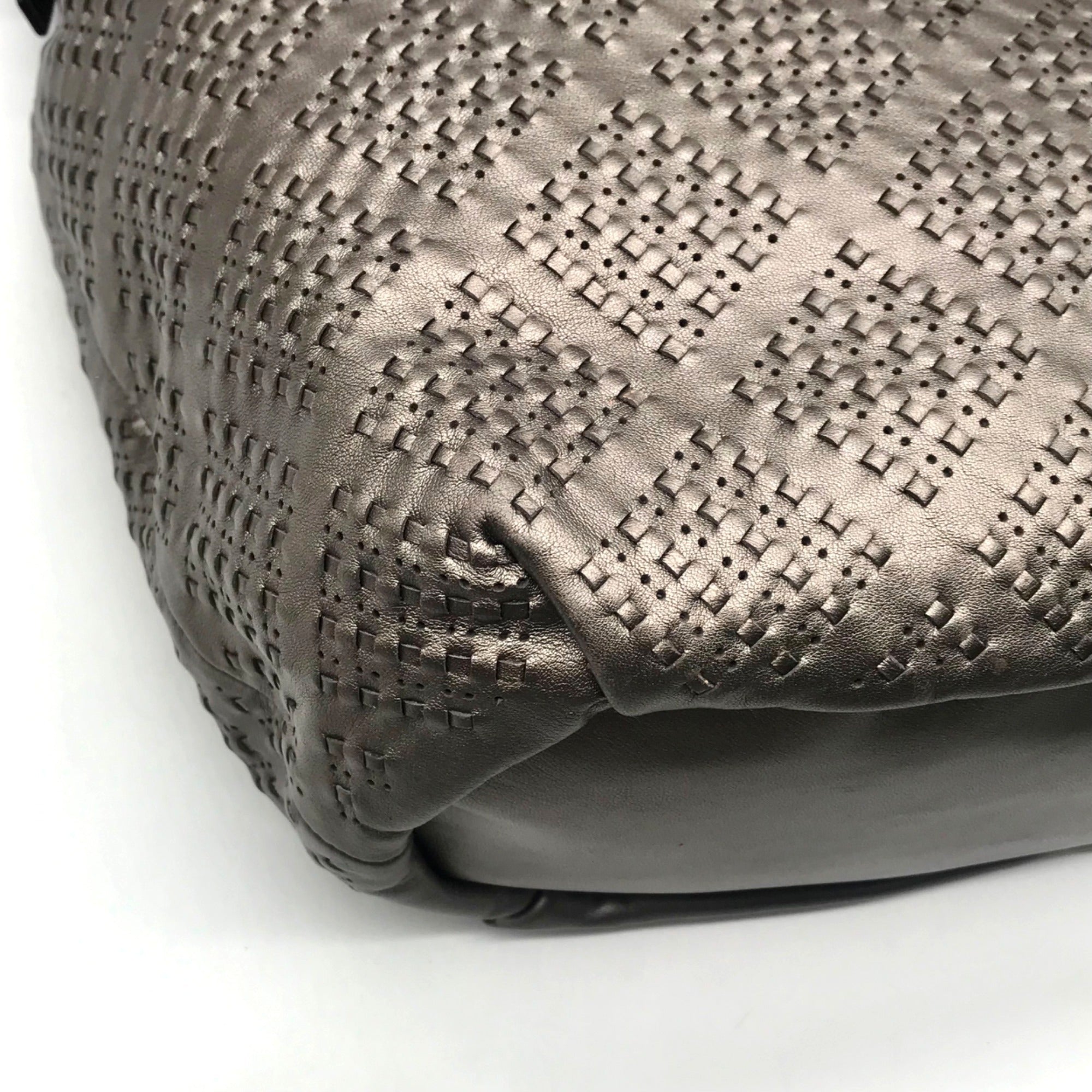 Coach Metallic Perforated Leather Drawstring Shoulder Bag