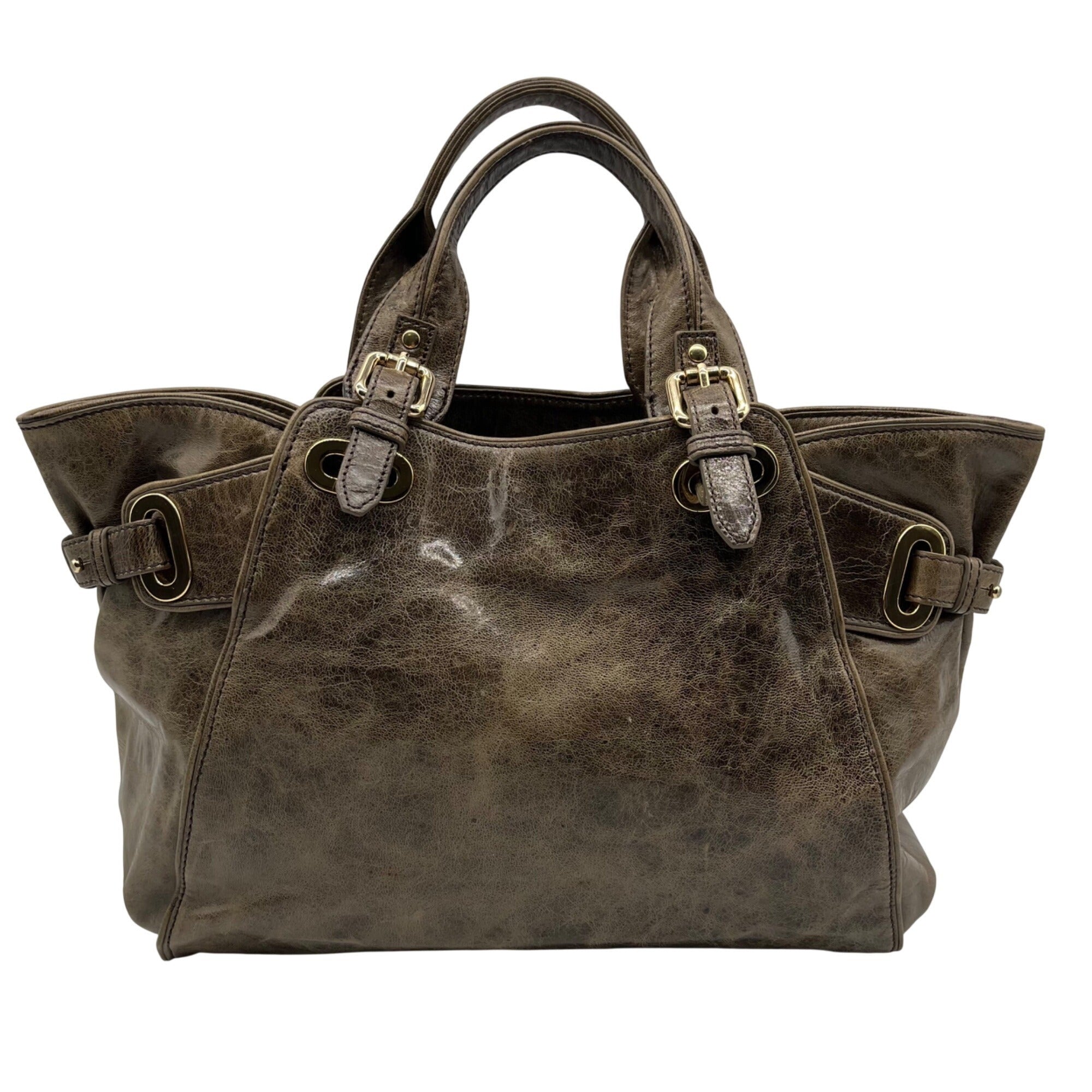 Kooba Green Distinctive Weathered Brown Leather Bag