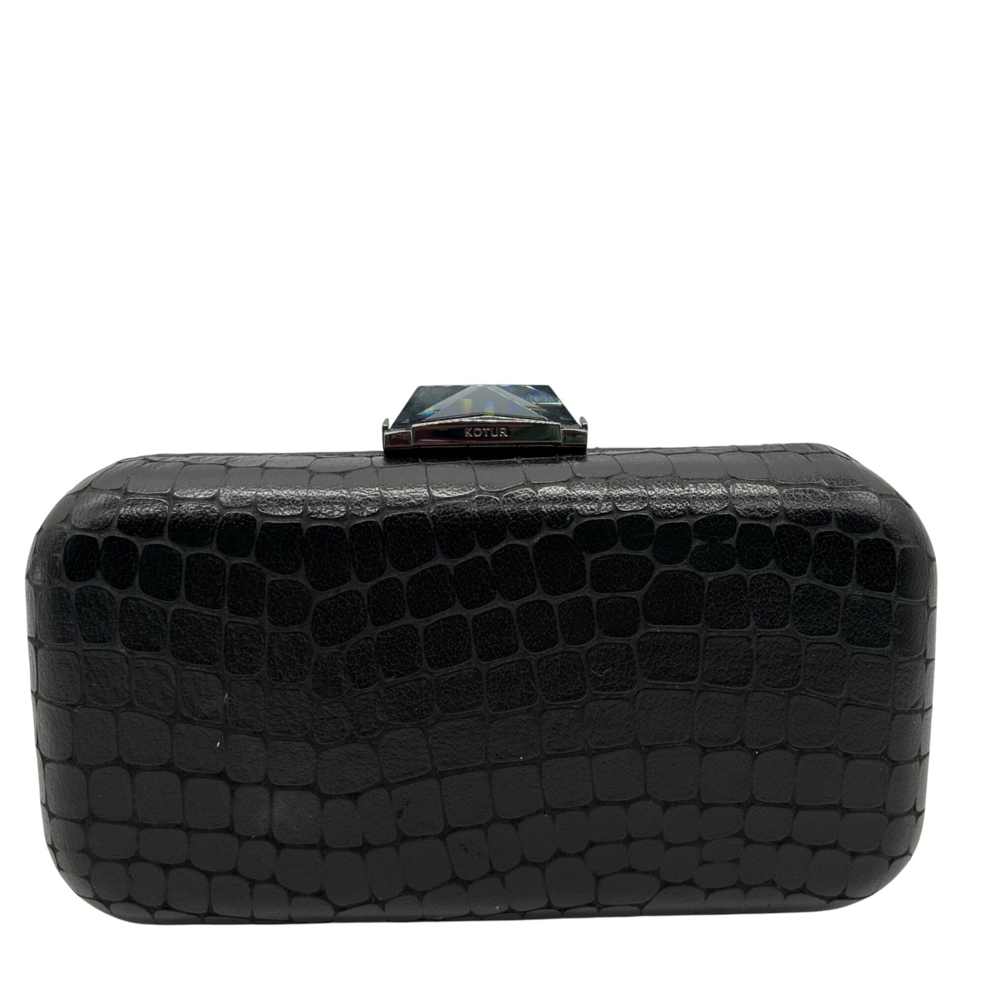 Kotur Black Snake Embossed Clutch 