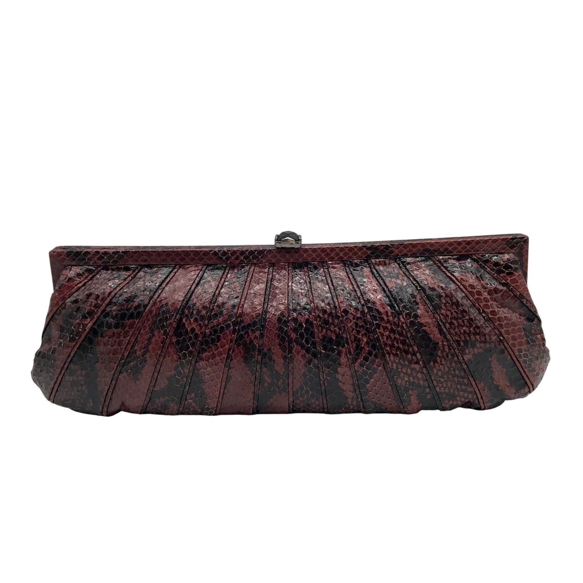 Kotur Pink And Black Snakeskin Clutch 