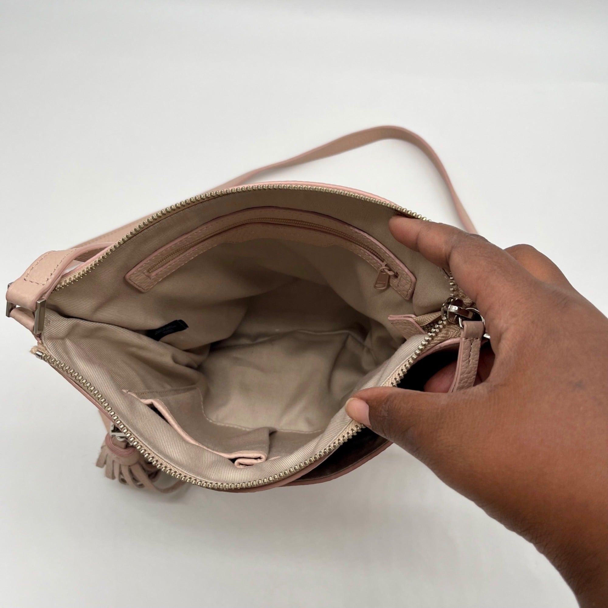 Halogen Pink Leather Crossbody Bag