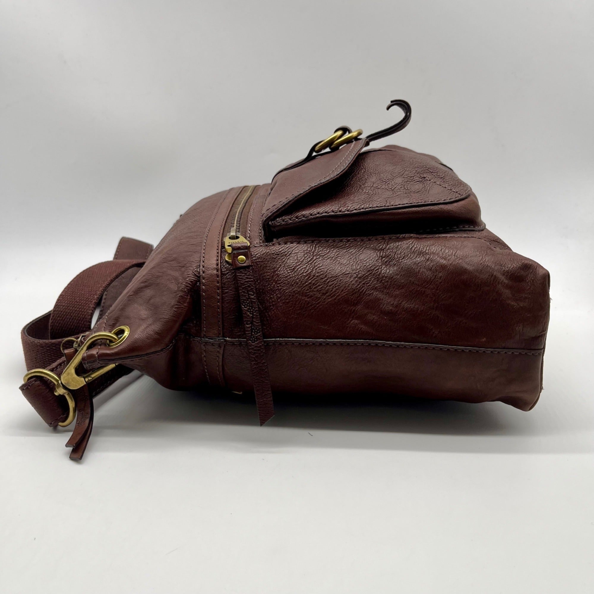 Fossil Brown Leather Sasha Crossbody Bag