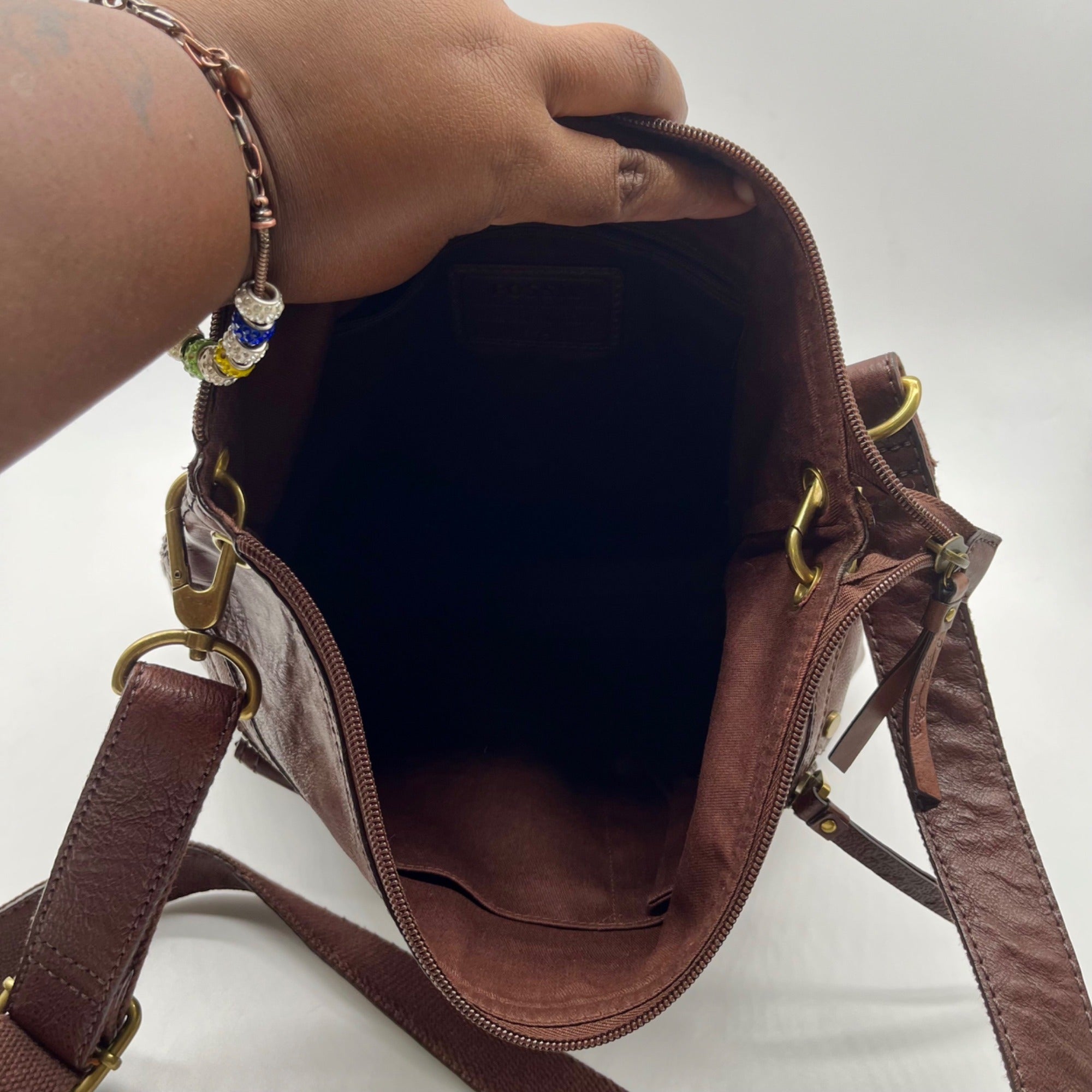 Fossil Brown Leather Sasha Crossbody Bag