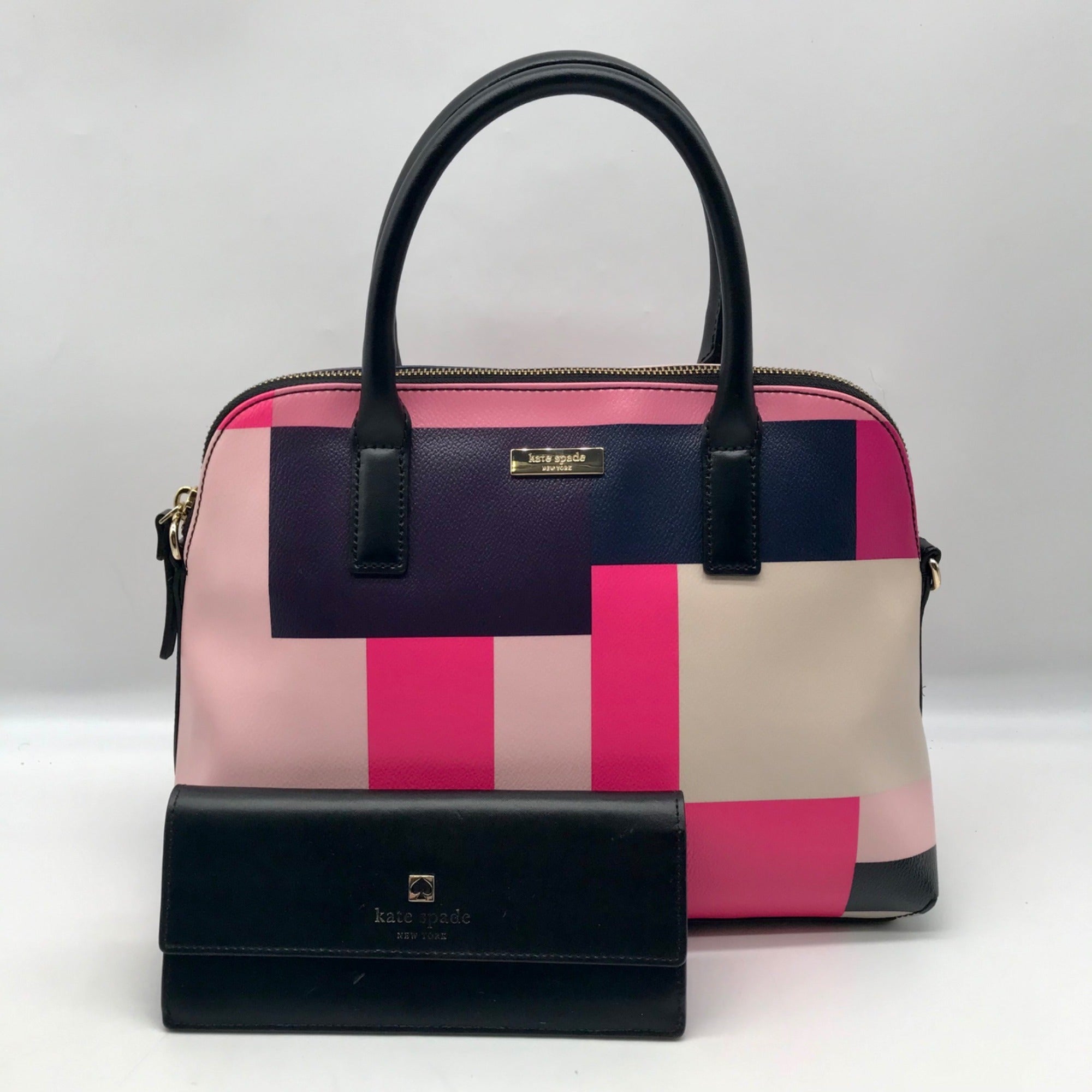 Kate Spade Pink Leather Convertible Satchel And Wallet