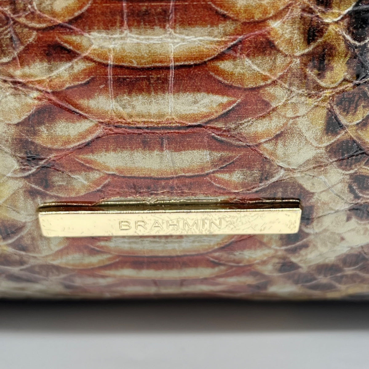 Brahmin Structured Python-Embossed Leather Satchel Bag