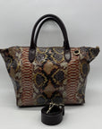 Brahmin Structured Python-Embossed Leather Satchel Bag