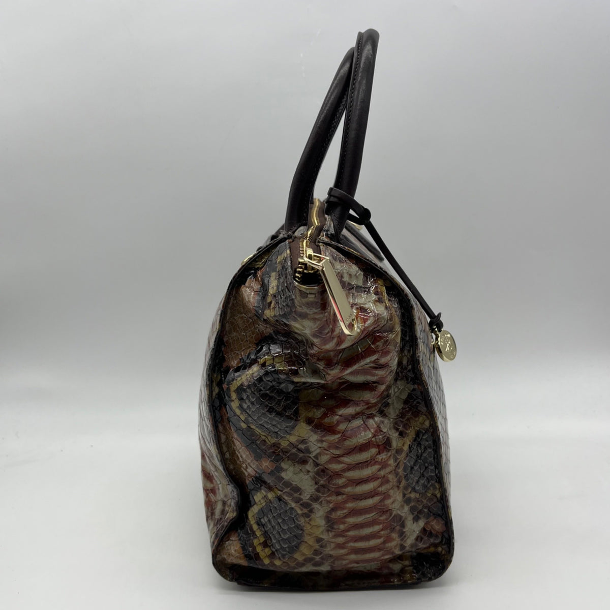 Brahmin Structured Python-Embossed Leather Satchel Bag