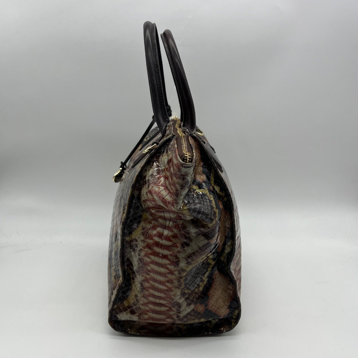 Brahmin Structured Python-Embossed Leather Satchel Bag