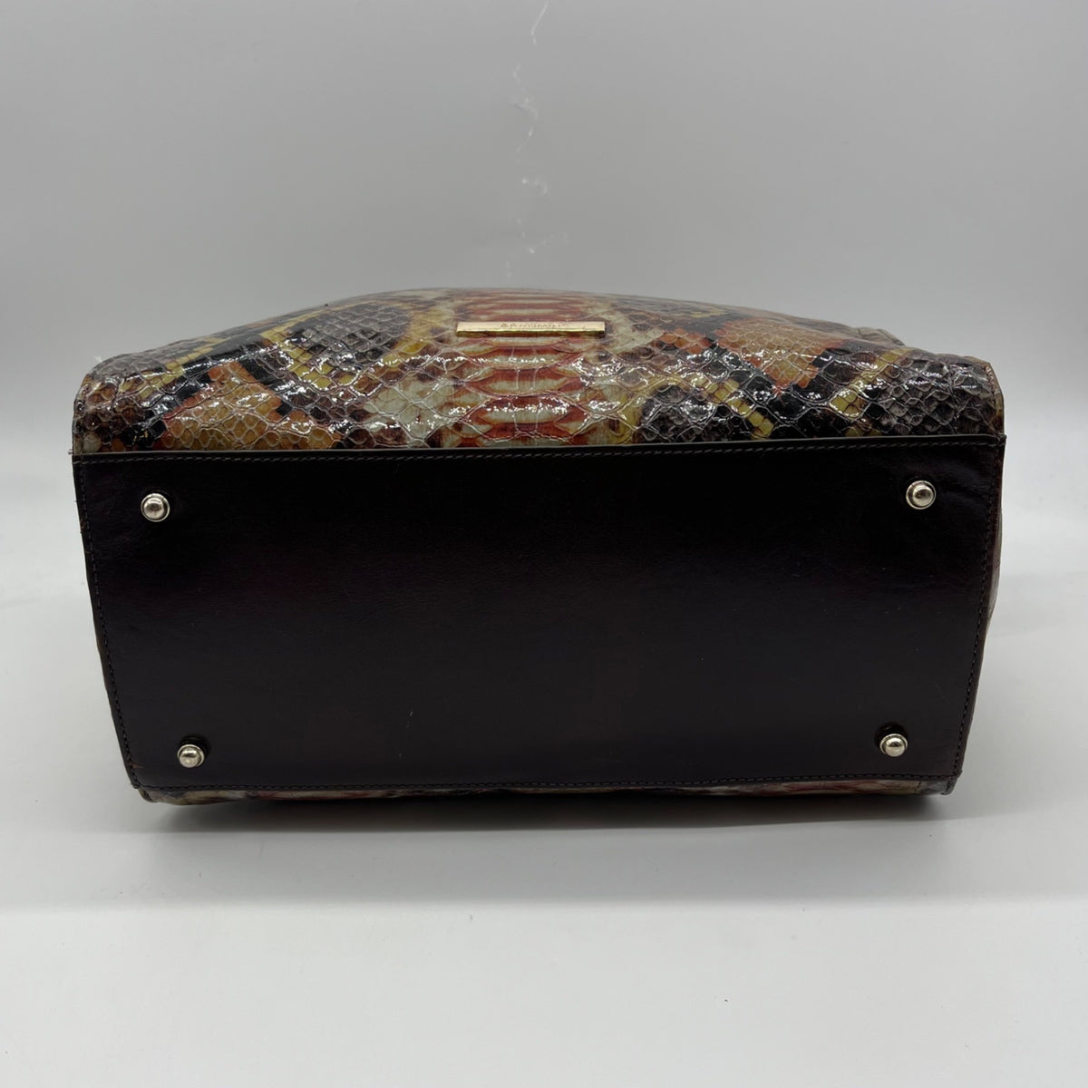 Brahmin Structured Python-Embossed Leather Satchel Bag