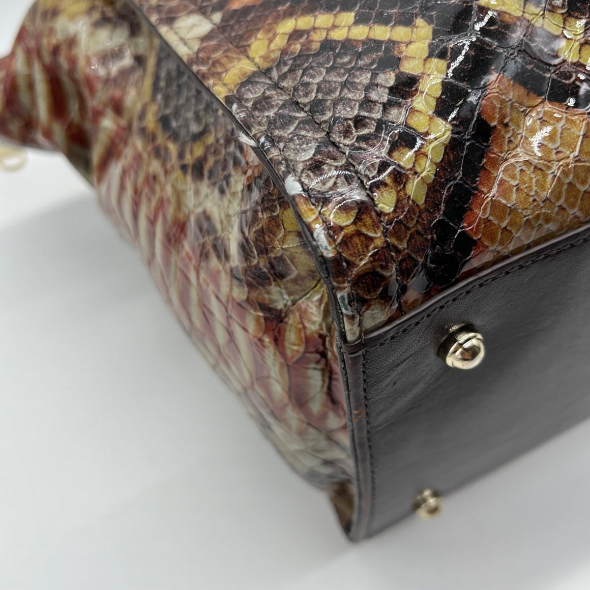 Brahmin Structured Python-Embossed Leather Satchel Bag