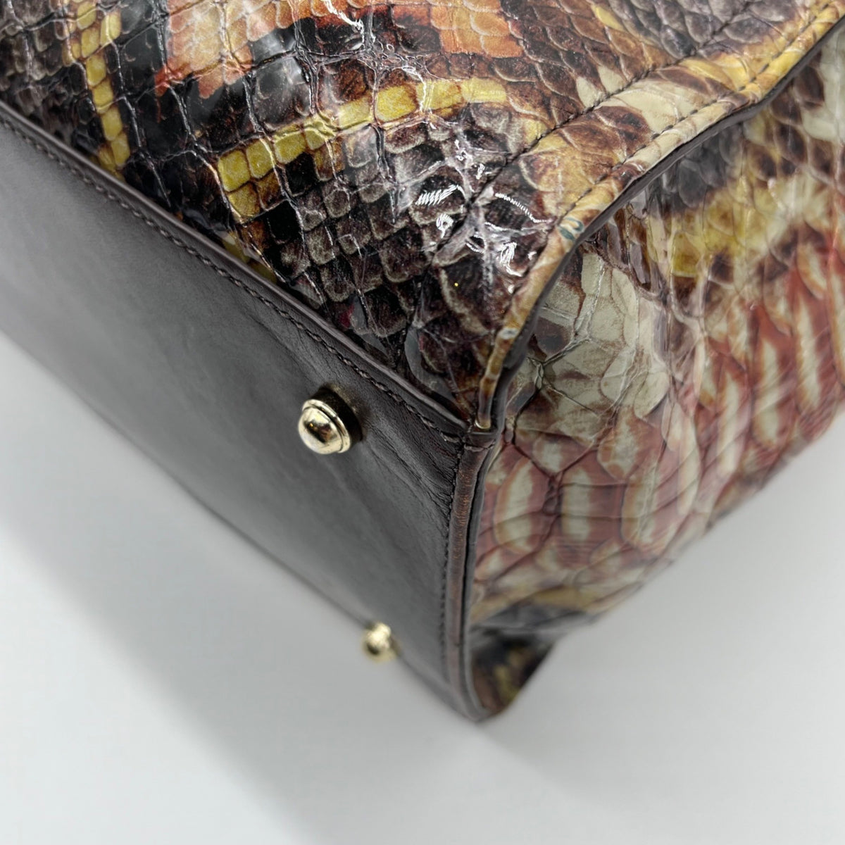 Brahmin Structured Python-Embossed Leather Satchel Bag
