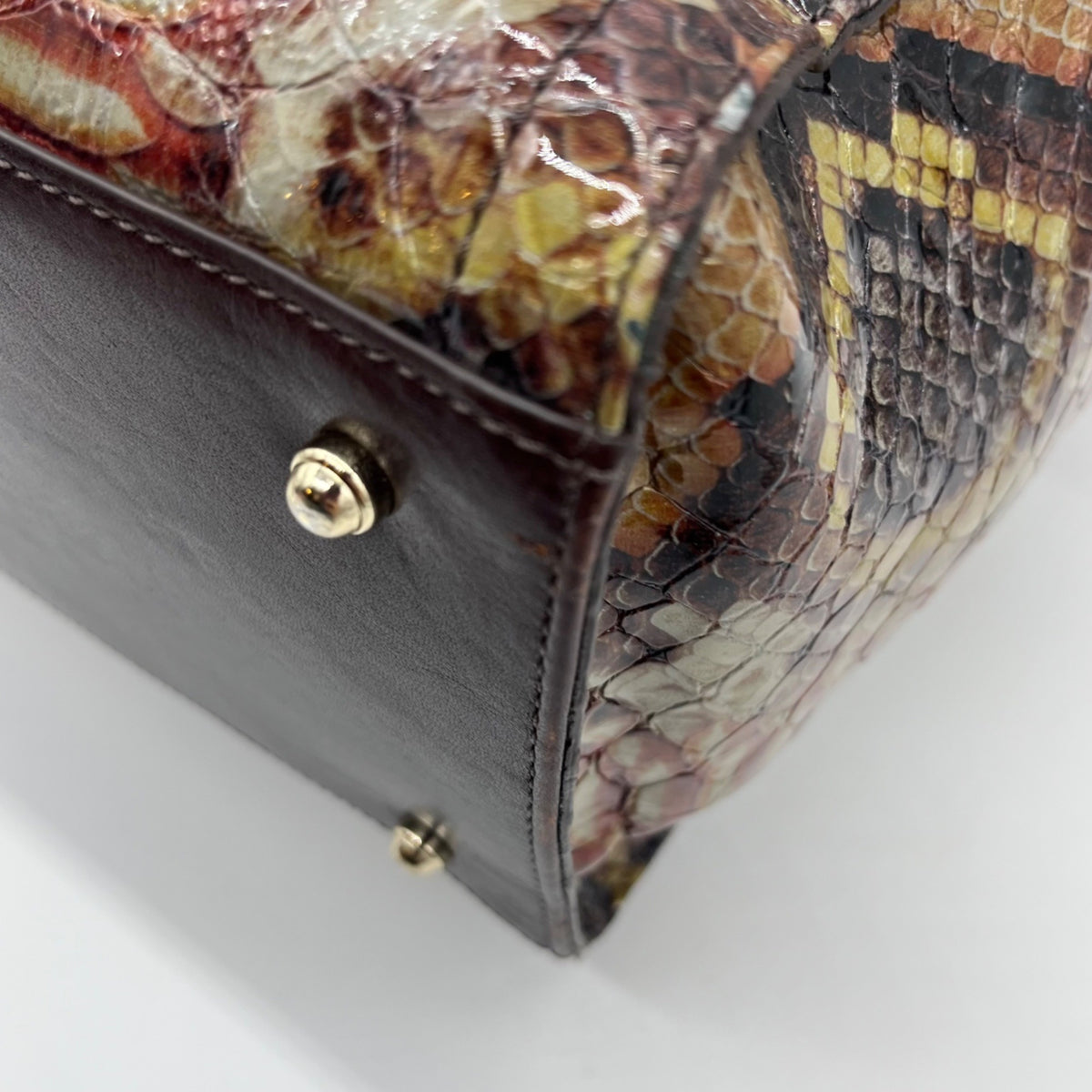 Brahmin Structured Python-Embossed Leather Satchel Bag