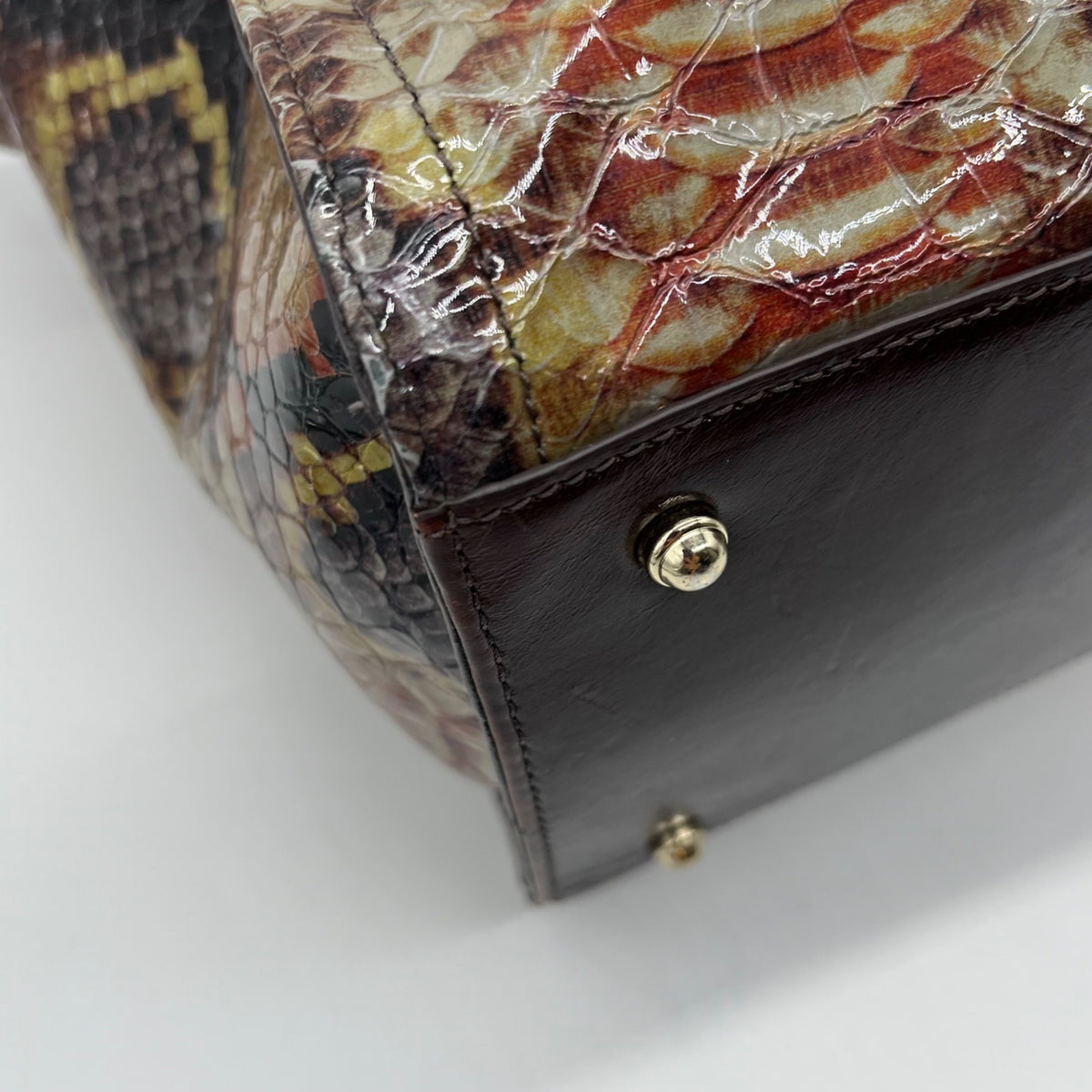 Brahmin Structured Python-Embossed Leather Satchel Bag