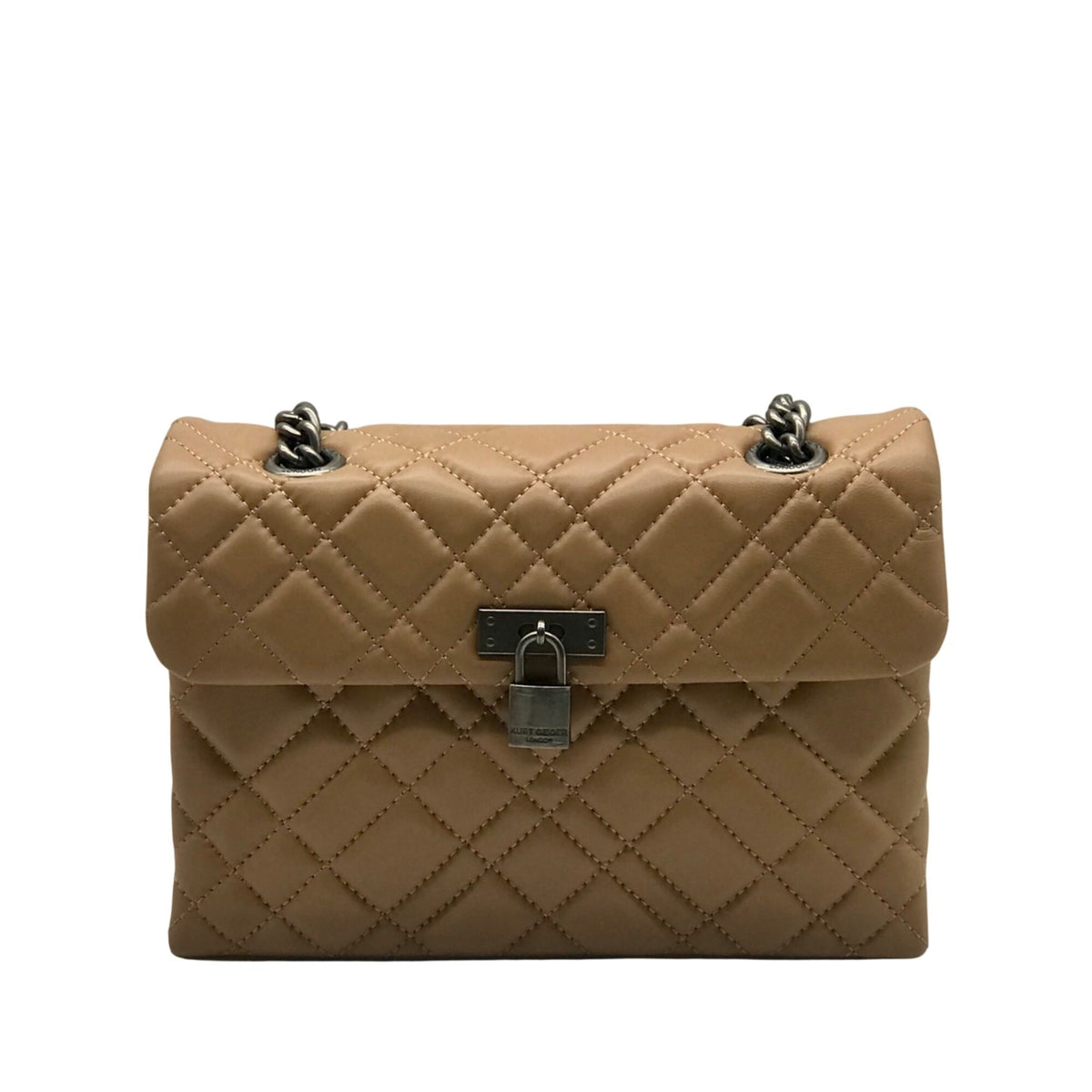 Kurt Geiger Camel Brown London Quilted Leather Shoulder Bag