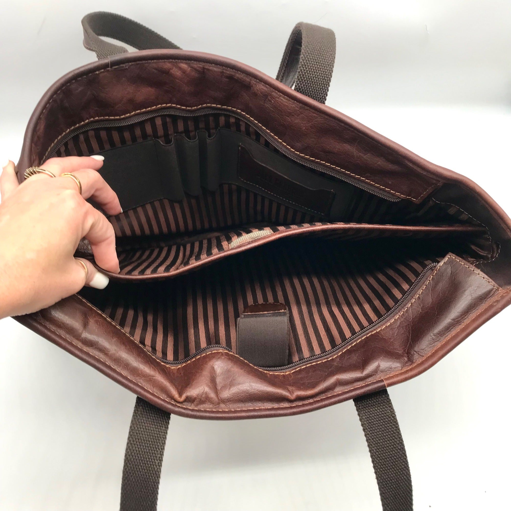 Jack Georges Brown Leather Laptop Tote