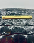 Brahmin Black Croc-Embossed Leather Mini Asher Shoulder Bag