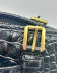 Brahmin Black Croc-Embossed Leather Mini Asher Shoulder Bag