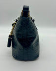 Brahmin Black Croc-Embossed Leather Mini Asher Shoulder Bag