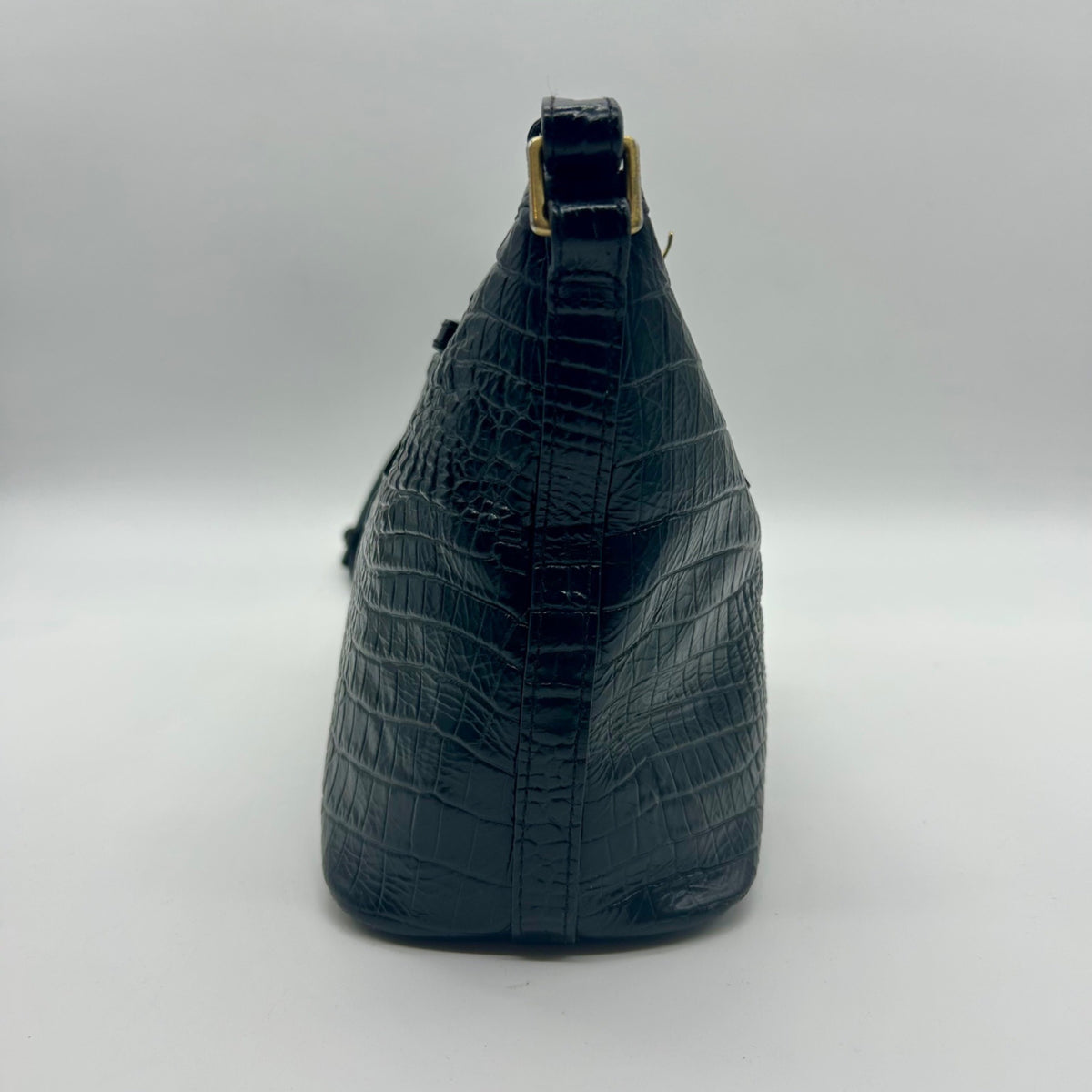 Brahmin Black Croc-Embossed Leather Mini Asher Shoulder Bag