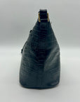 Brahmin Black Croc-Embossed Leather Mini Asher Shoulder Bag
