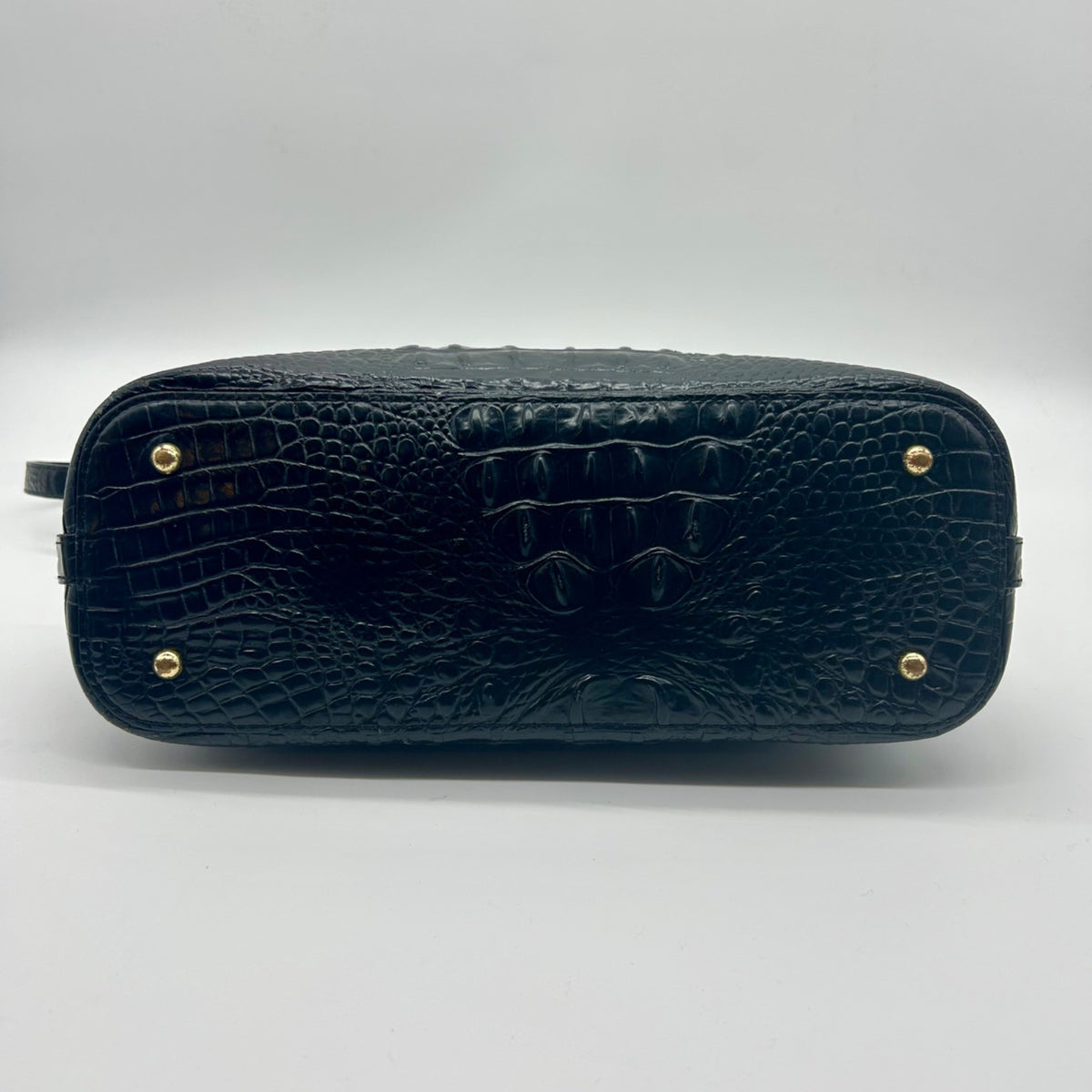 Brahmin Black Croc-Embossed Leather Mini Asher Shoulder Bag