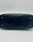 Brahmin Black Croc-Embossed Leather Mini Asher Shoulder Bag