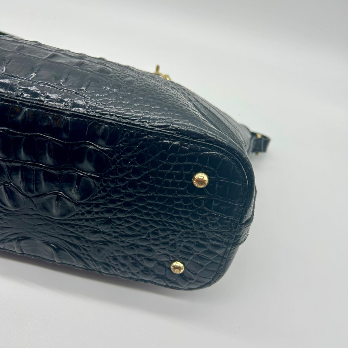 Brahmin Black Croc-Embossed Leather Mini Asher Shoulder Bag