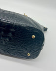 Brahmin Black Croc-Embossed Leather Mini Asher Shoulder Bag