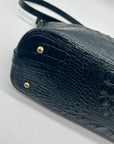 Brahmin Black Croc-Embossed Leather Mini Asher Shoulder Bag
