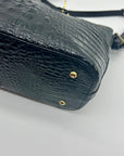 Brahmin Black Croc-Embossed Leather Mini Asher Shoulder Bag