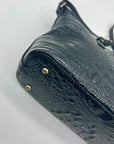 Brahmin Black Croc-Embossed Leather Mini Asher Shoulder Bag