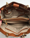 Michael Kors Vanilla Coated Canvas Cynthia Convertible Satchel