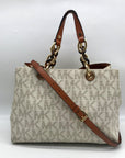Michael Kors Vanilla Coated Canvas Cynthia Convertible Satchel