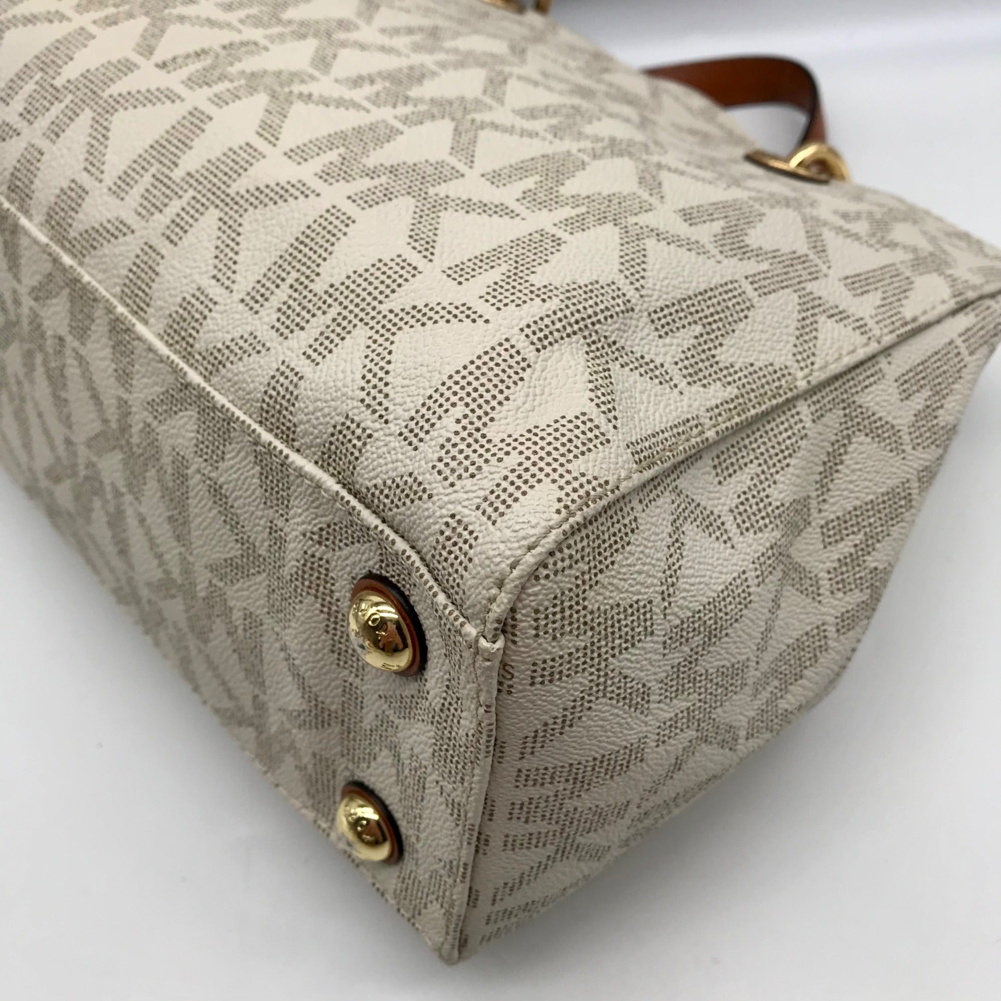 Michael Kors Vanilla Coated Canvas Cynthia Convertible Satchel