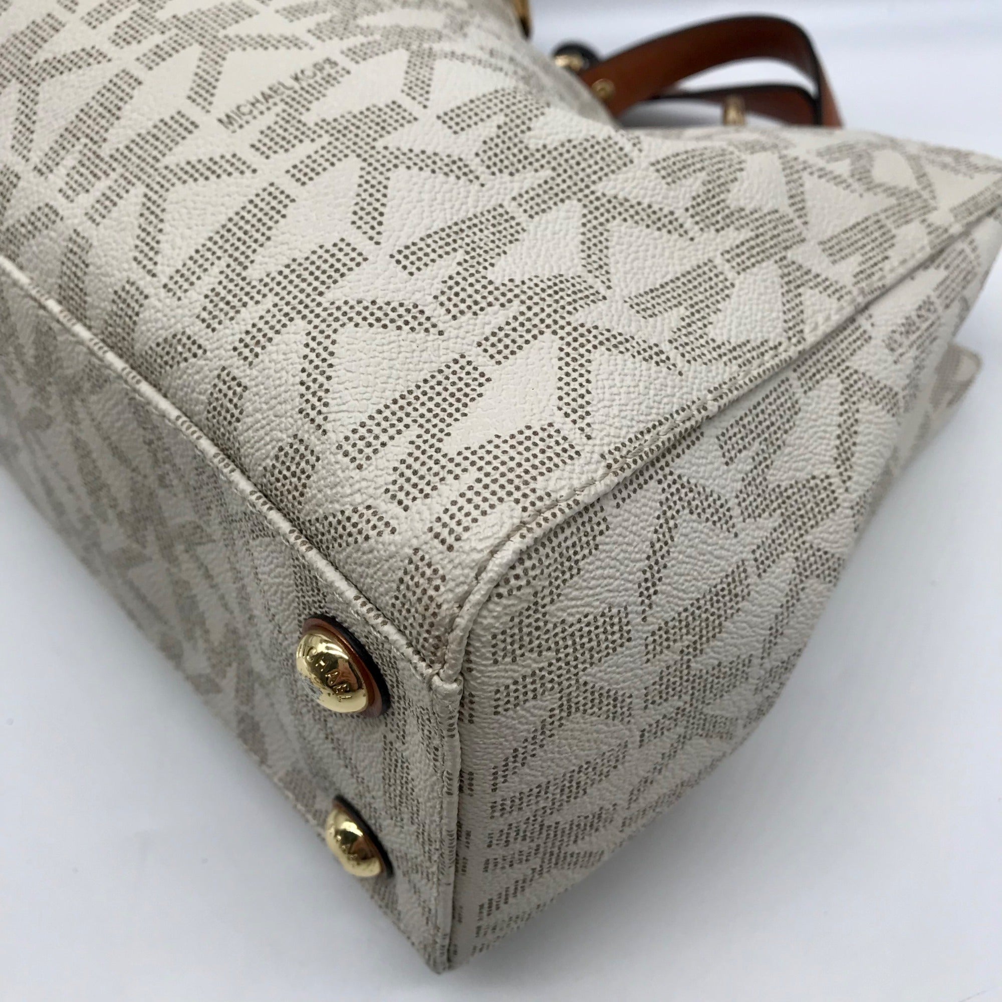 Michael Kors Vanilla Coated Canvas Cynthia Convertible Satchel