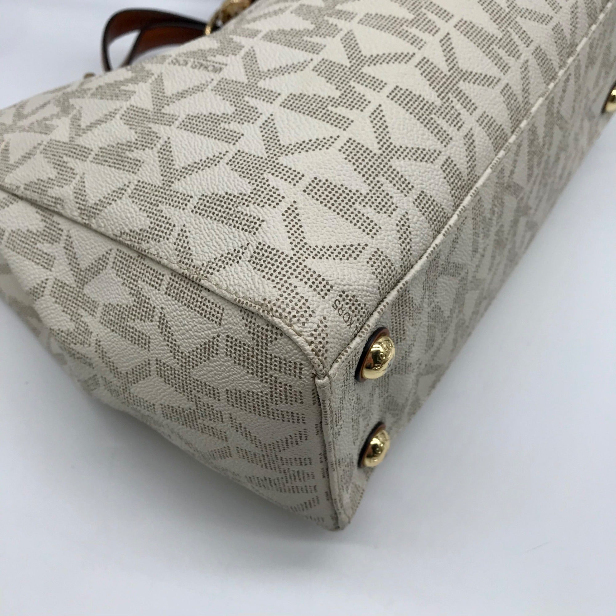 Michael Kors Vanilla Coated Canvas Cynthia Convertible Satchel