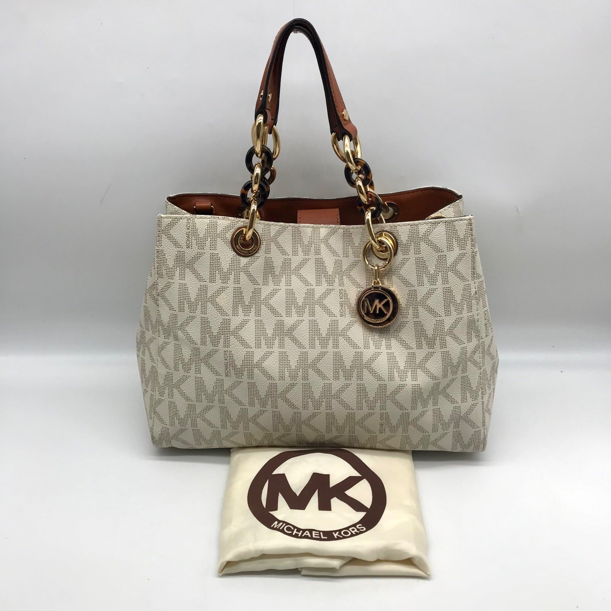 Michael Kors Vanilla Coated Canvas Cynthia Convertible Satchel
