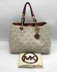 Michael Kors Vanilla Coated Canvas Cynthia Convertible Satchel