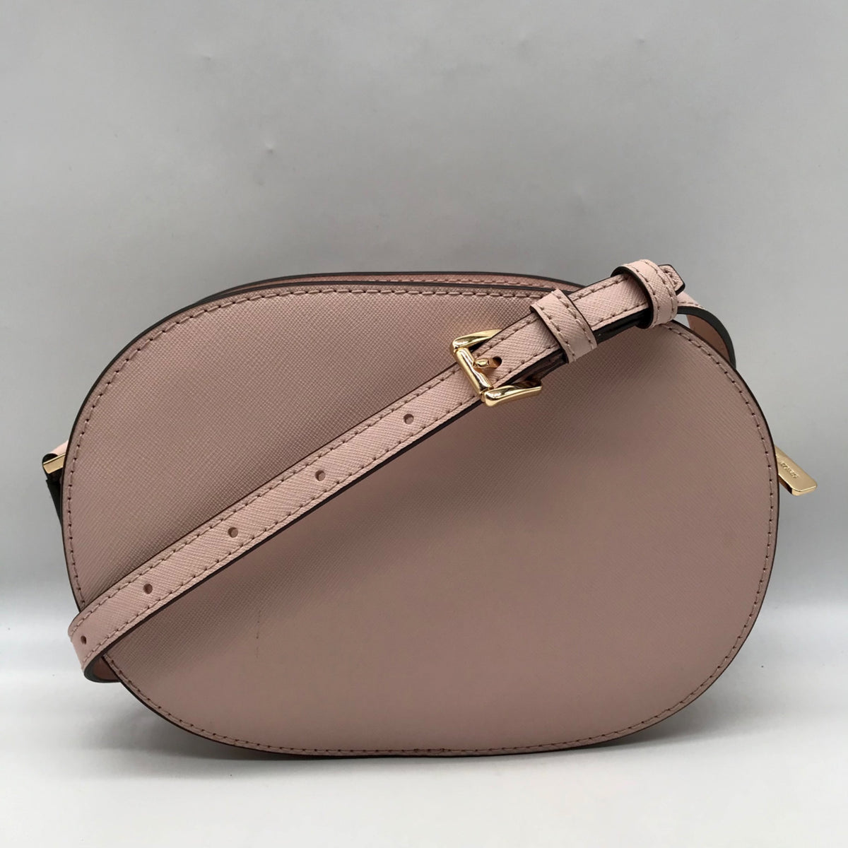 Michael Kors Pink Saffiano Leather Jet Set Travel Oval Crossbody Bag