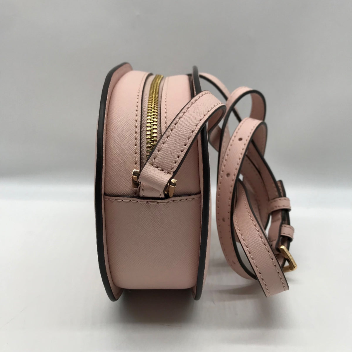 Michael Kors Pink Saffiano Leather Jet Set Travel Oval Crossbody Bag