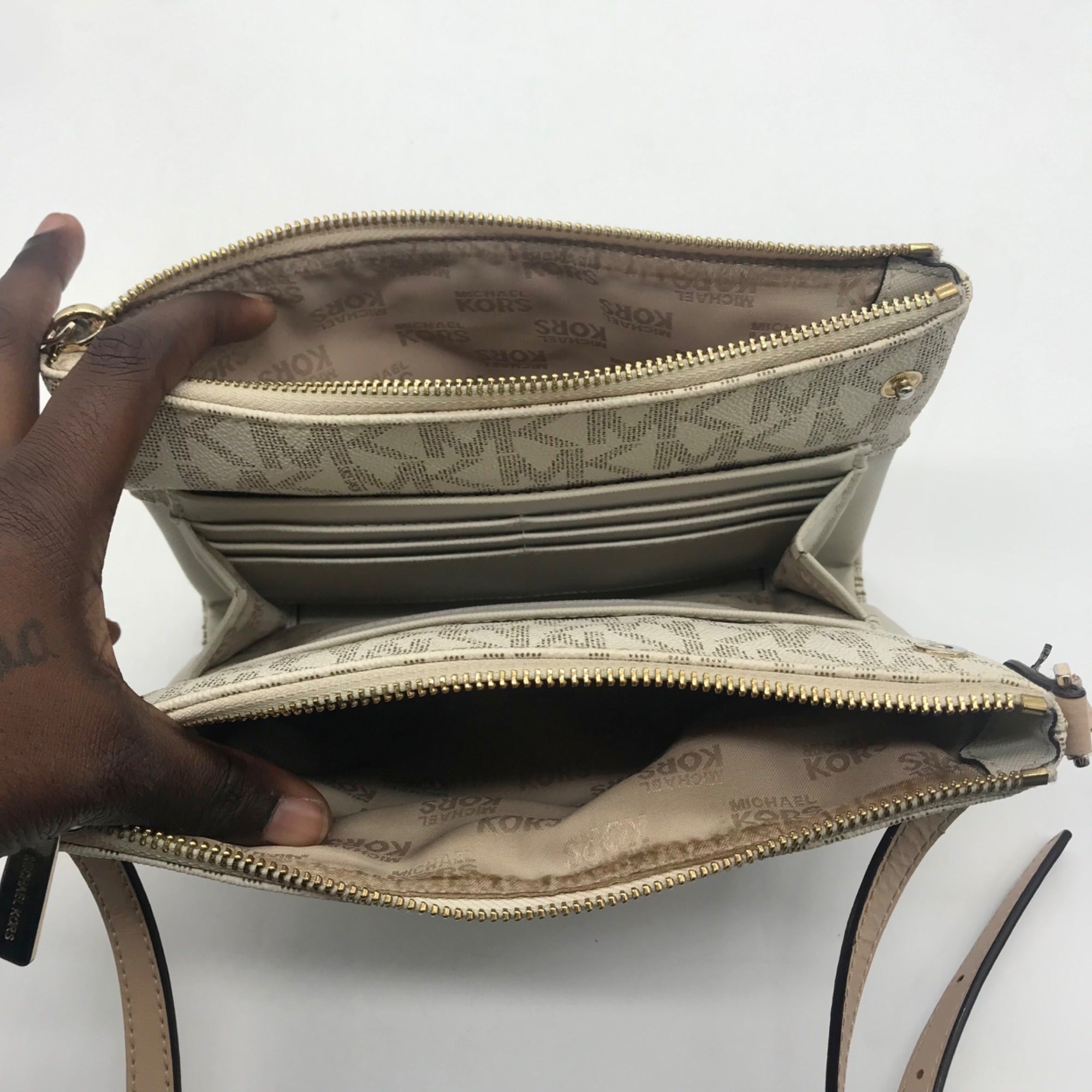 Michael Kors Cream Faux Leather Crossbody Bag