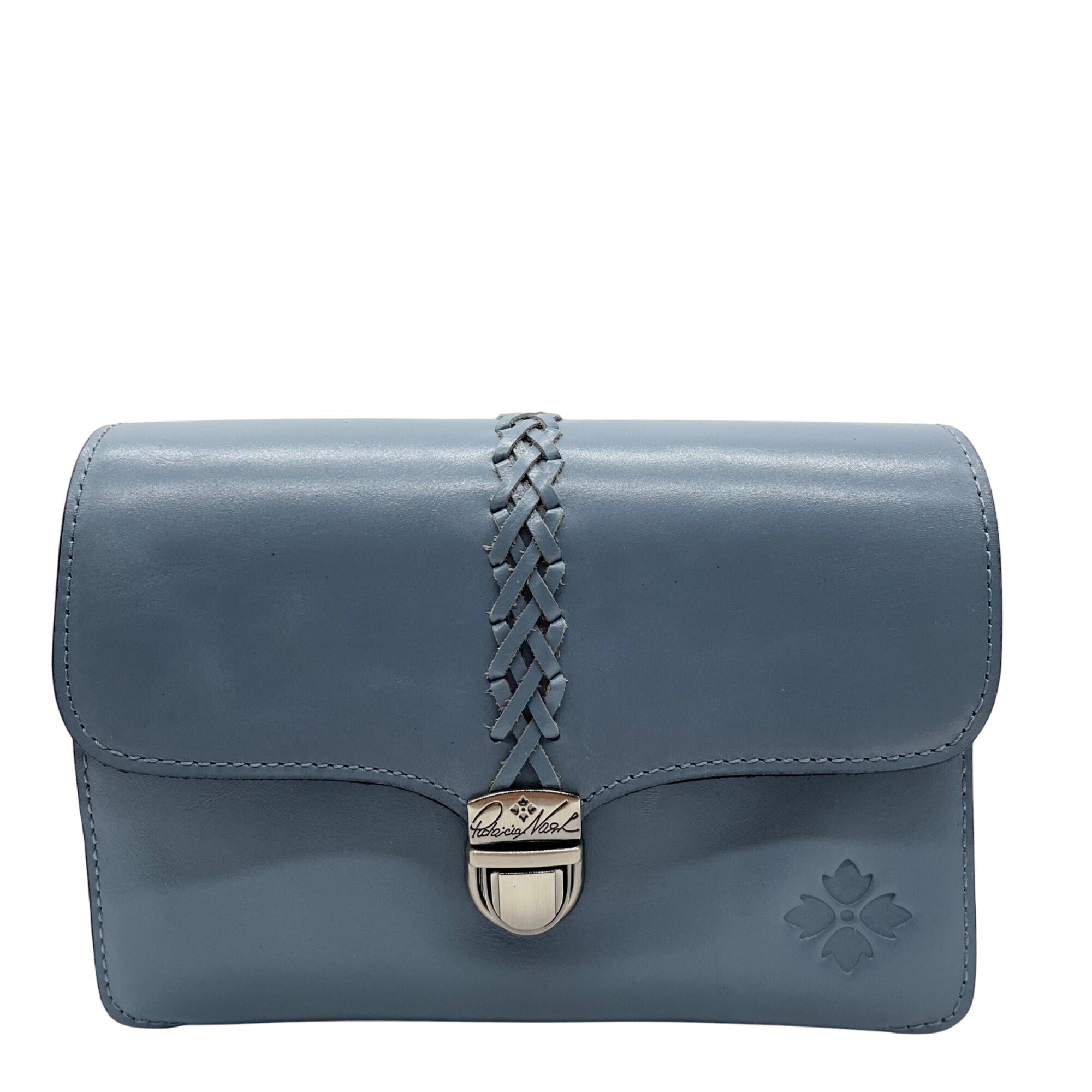 Patricia Nash Blue Fog Leather Bianco Crossbody 