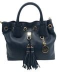 Michael Kors Blue Leather Camden Large Drawstring Satchel