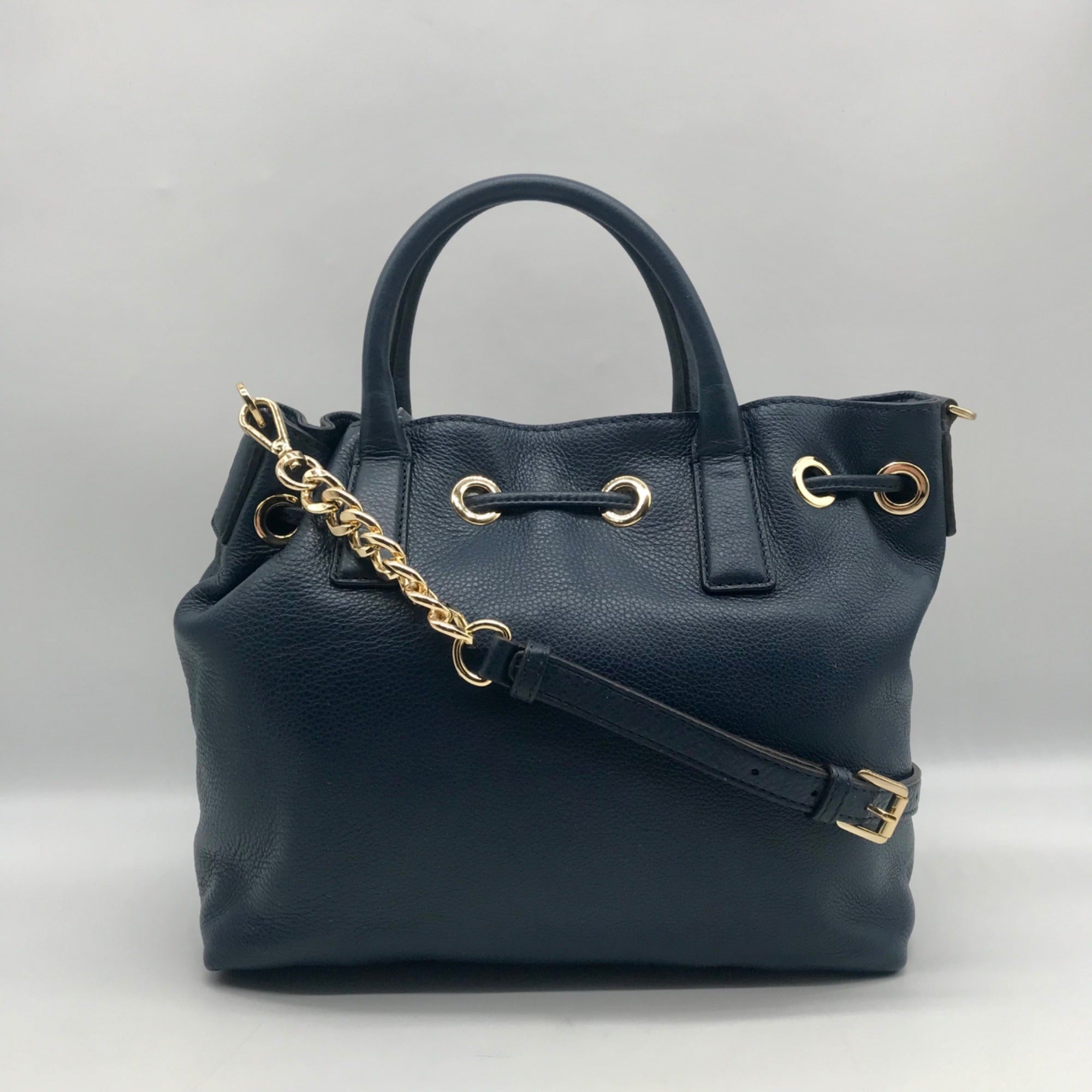 Michael Kors Blue Leather Camden Large Drawstring Satchel