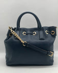 Michael Kors Blue Leather Camden Large Drawstring Satchel