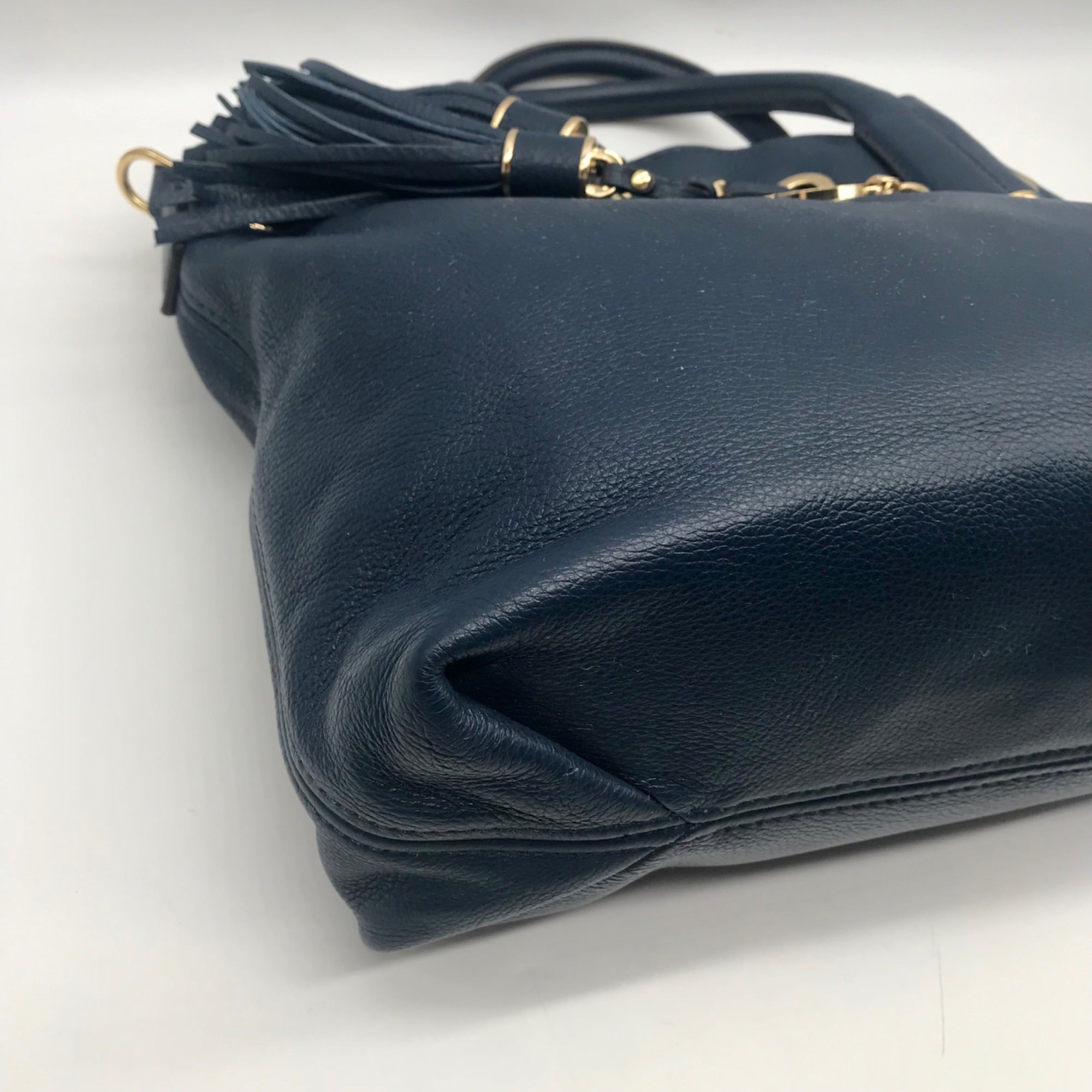 Michael Kors Blue Leather Camden Large Drawstring Satchel